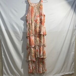 Tommy Hilfiger Coral Floral Tiered Maxi Dress